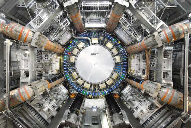 View of the ATLAS detector at the Large Hadron Collider.