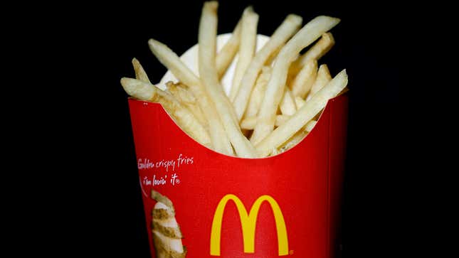 A photo shows a small packet of McDonald's fries. 