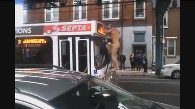 Philadelphia Cinema: Barber Chased by Furious Naked Man After He Films Him Climbing All Over a Bus