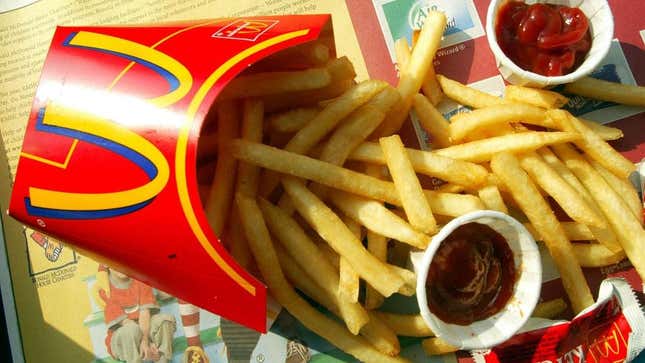 Close-up of McDonald's fries and ketchup