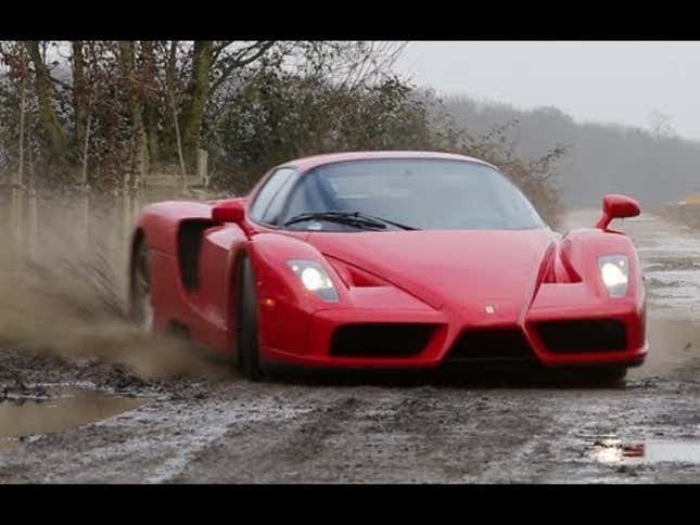 Watch These Crazy Rich People Drift A Ferrari Enzo On A Dirt Road