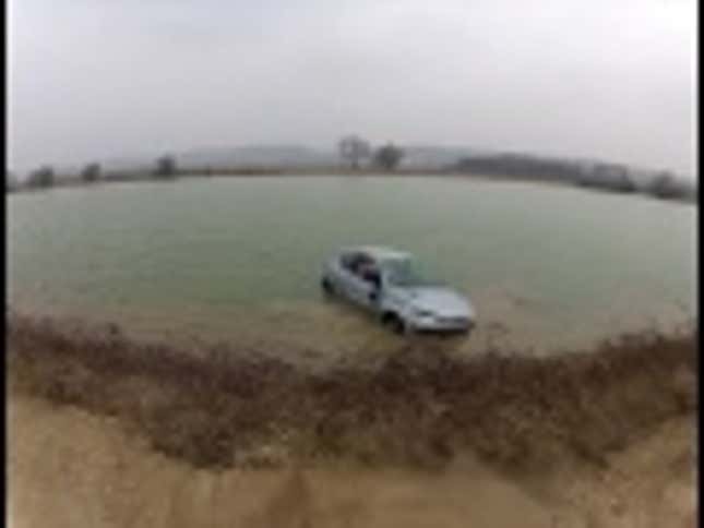 Watch Two Guys Hoon A Peugeot Straight Into A Lake