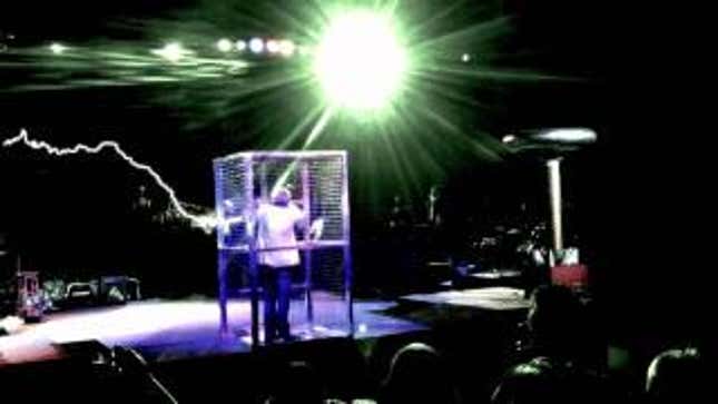 See a Mythbuster cage dance to the Dr. Who theme while being blasted by Tesla coils