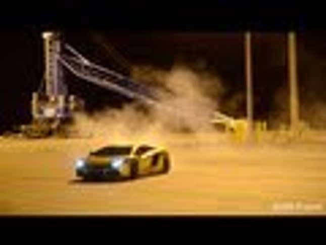 Drifting Kanye And Kim Kardashian’s Rented Gold Lamborghini Aventador