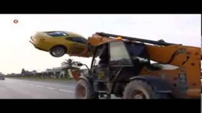 Tunisians Use Forklift To Steal Deposed Leader's Ferrari
