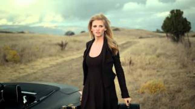 Lara Stone Drives a Mercedes Into a Tornado, and We Have Questions