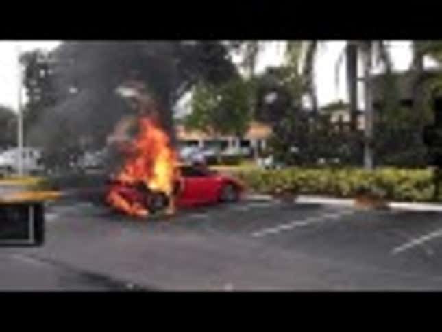 Another Ferrari Goes Up In Smoke, This Time In Hazy Florida
