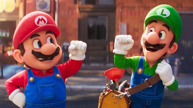 Mario and Luigi in the Super Mario Bros. Movie. 