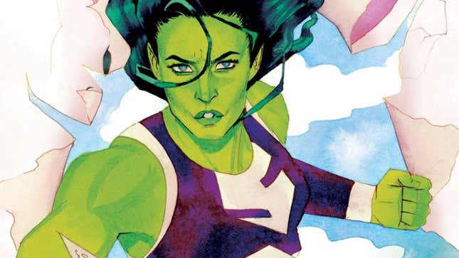 She-Hulk bursts out of a comic book page with a "Summons to Appear" in She-Hulk #6.