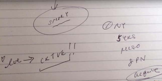 A page from Marie Iida's notebook.