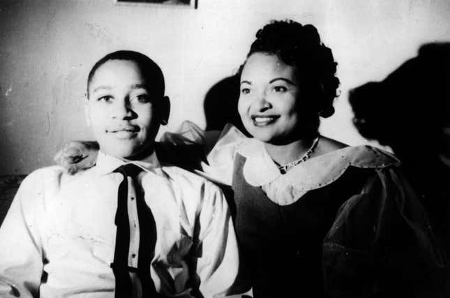 Emmett Louis Till, 14, with his mother, Mamie Till-Mobley, at home in Chicago.