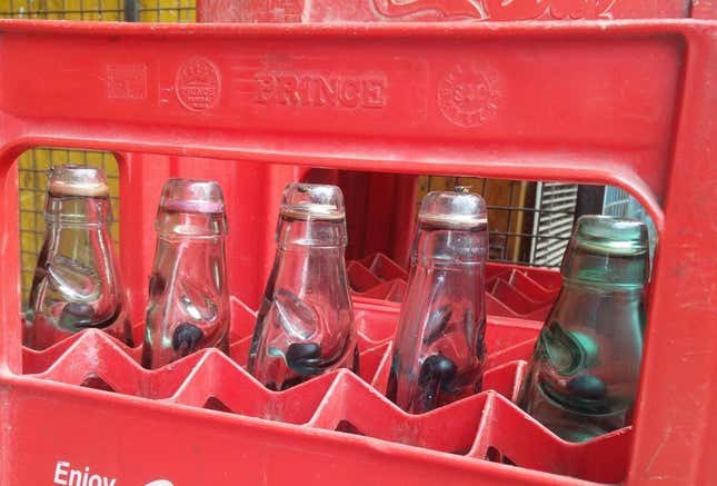 Goli soda bottles sold in Mylapore.