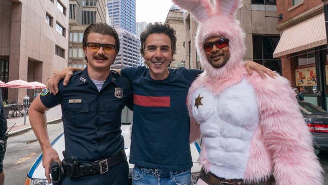 Shawn Levy with Joe Keery and Utkarsh Ambudkar. Yeah, it’s weird.