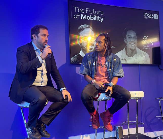 Toni Piëch is interviewed on stage by musician AY Young