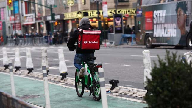 Food delivery cyclist in New York City