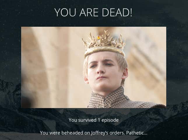 hbo game of thrones quiz