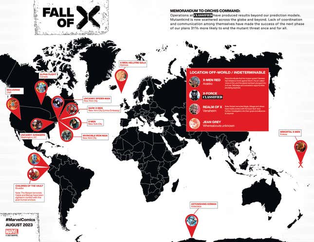 Image for article titled Where in the World Are the X-Men? Marvel's Got a Map for That