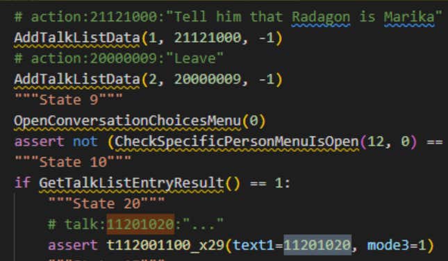 The code referring to Goldmask's cut dialogue in Elden Ring.