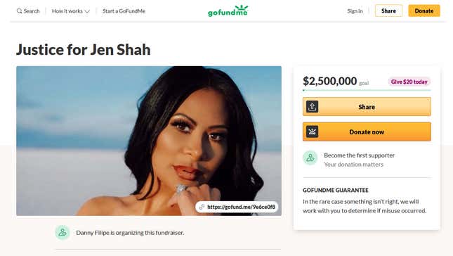 Image for article titled Jen Shah&#39;s Cousin Creates $2.5 Million GoFundMe and Insists the Real Housewife Is Innocent of Fraud