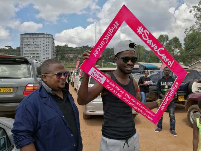 Campaigners for #SaveCarol in Kampala.