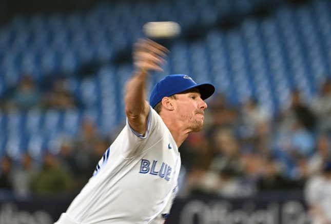 May 17, 2023; Toronto, Ontario, CAN; Toronto Blue Jays starting pitcher Chris Bassitt (40) delivers a pitch against the New York Yankees in the first inning at Rogers Centre.