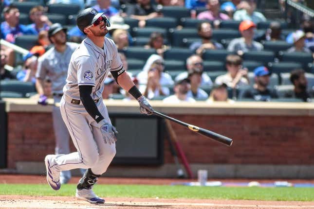 May 7, 2023; New York City, New York, USA;  Colorado Rockies right fielder Kris Bryant (23) at Citi Field.