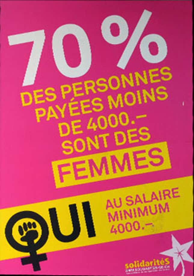 Image for article titled These are the posters trying to sway Swiss voters on a $28 hourly minimum wage