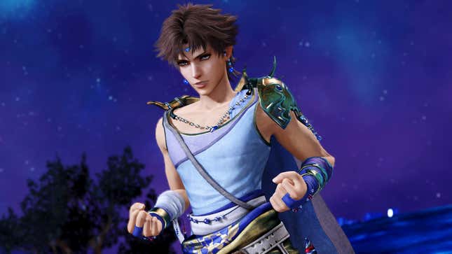 Bartz is seen readying himself before a fight with a dark sky behind him.