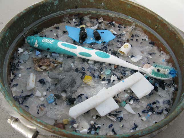 A sample of plastic trash taken from the Pacific Ocean.