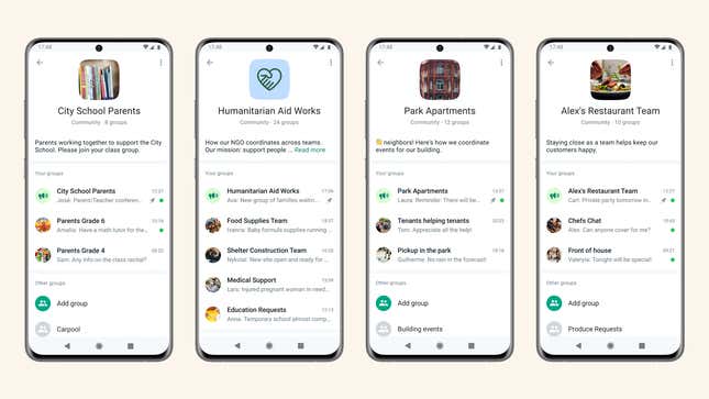 Image for article titled WhatsApp Revamps Group Chats with New Communities Feature