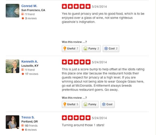 Image for article titled A New York restaurant has become a flashpoint in our cultural struggle over Google Glass