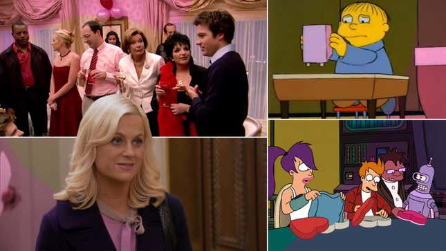 Clockwise from bottom left: Parks And Recreation, Arrested Development, The Simpsons, Futurama (Screenshots: YouTube) 