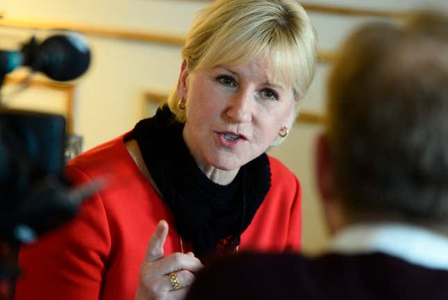 Swedish foreign minister Margot Wallstrom expressed concerns about Saudi Arabia’s human rights record.