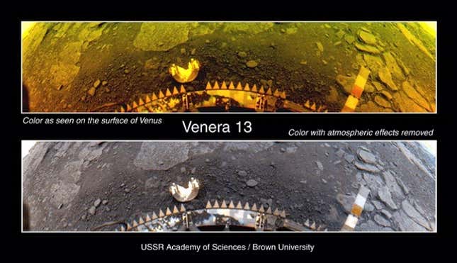 Venera 13 peers down at Venus.