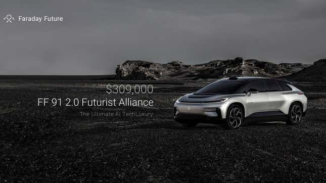 Image for article titled The Faraday Future FF 91 2.0 Will Only Cost $309,000