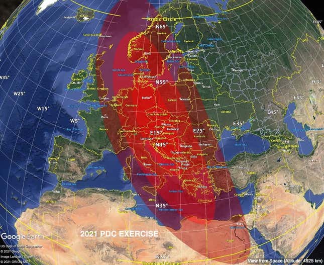 Imagen para el artículo titulado Seis meses no serían suficientes como para desviar un meteorito en ruta de colisión