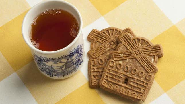 Almond windmill cookies and a cup of tea