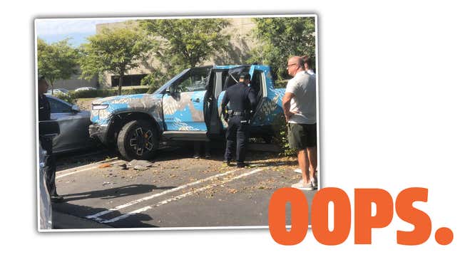 Image for article titled The First Rivian R1T Crash Has Happened And It&#39;s A Weird One