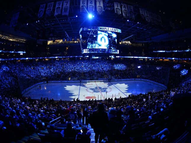 May 10, 2022; Toronto, Ontario, CAN; A general view of Scotiabank Arena befroe the start of of game five of the first round of the 2022 Stanley Cup Playoffs between the Tampa Bay Lightning and Toronto Maple Leafs.