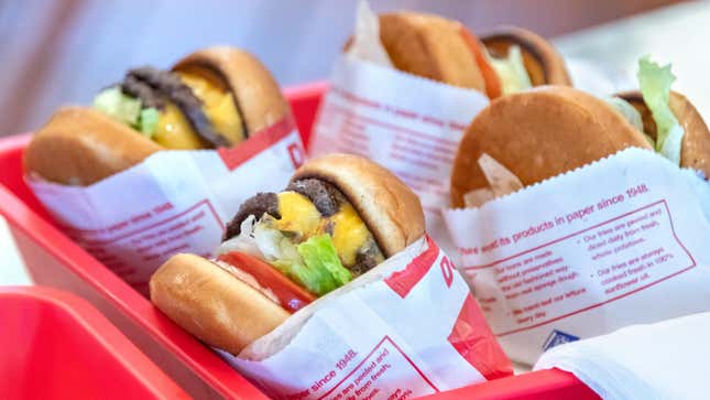 In-N-Out Burgers wrapped in paper