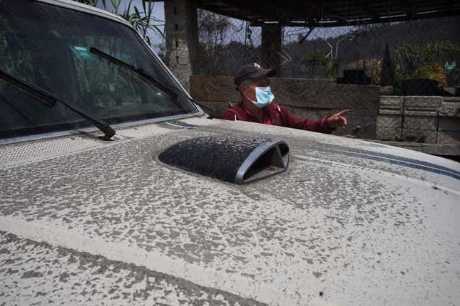 Ash from the Popocatepetl volcano covers a car in Santiago Xalitzintla, Mexico on May 22, 2023.