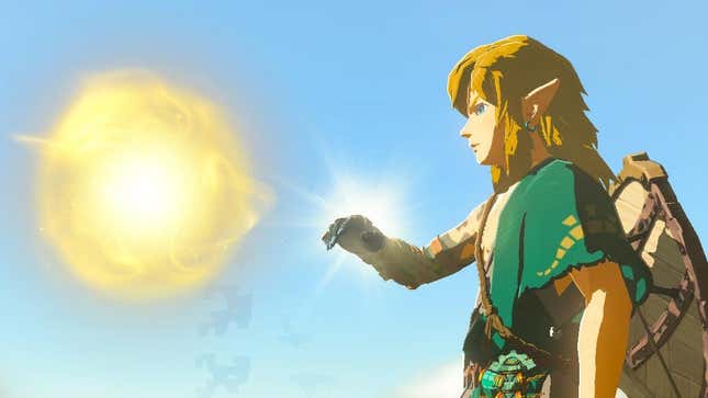 Link encounters the magic of item duplication in a gold orb. 