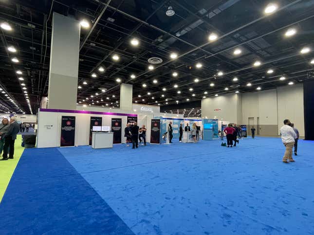The smaller booths of the auto industry suppliers and mobility tech companies.