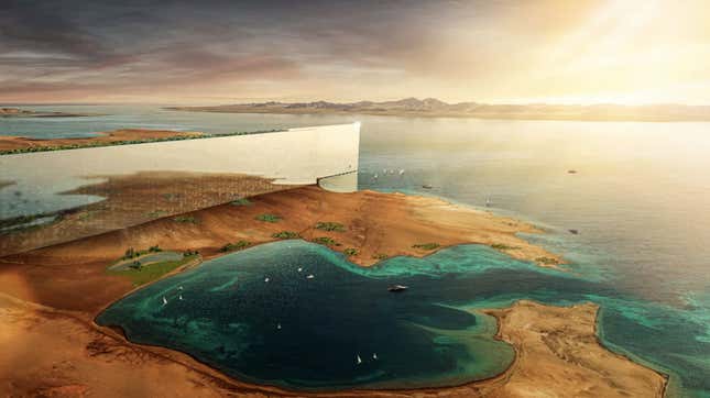 Imagen para el artículo titulado Arabia Saudí ya ha comenzado a construir su megaciudad futurista de 170km de largo