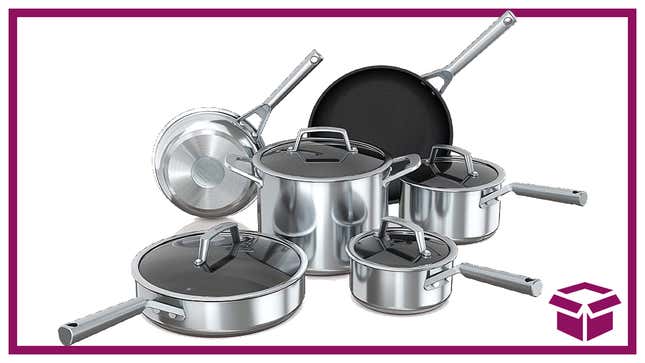 This $160 set has glass lids, so you can see what’s cookin’.