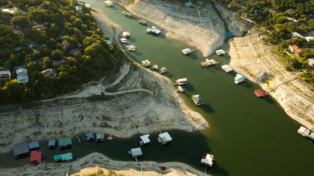 A shrinking cove at Lake Travis during a dry period in 2013.