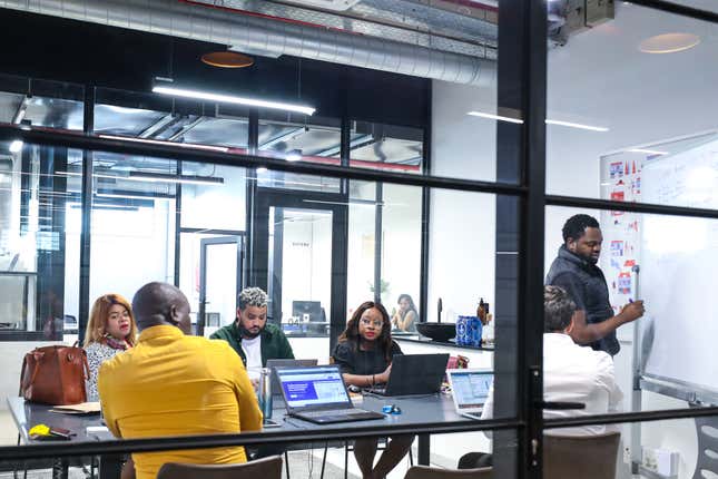 Employees of South African startup Student Hub are pictured.