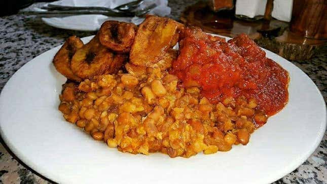 Beans and fried plantains at Hombaze, Johannesburg