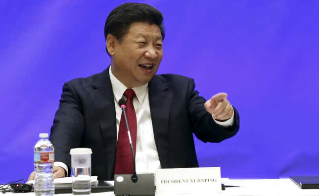 Chinese President Xi Jinping speaks during a meeting with five United States governors to discuss clean technology and economic development in Seattle, Washington September 22, 2015.
