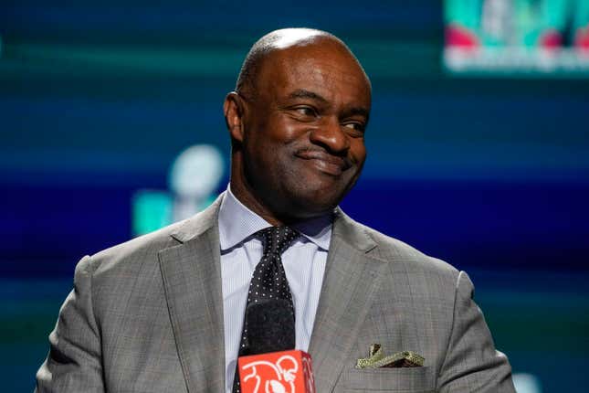 NFLPA Executive Director DeMaurice Smith speaks during a news conference ahead of the Super Bowl 57